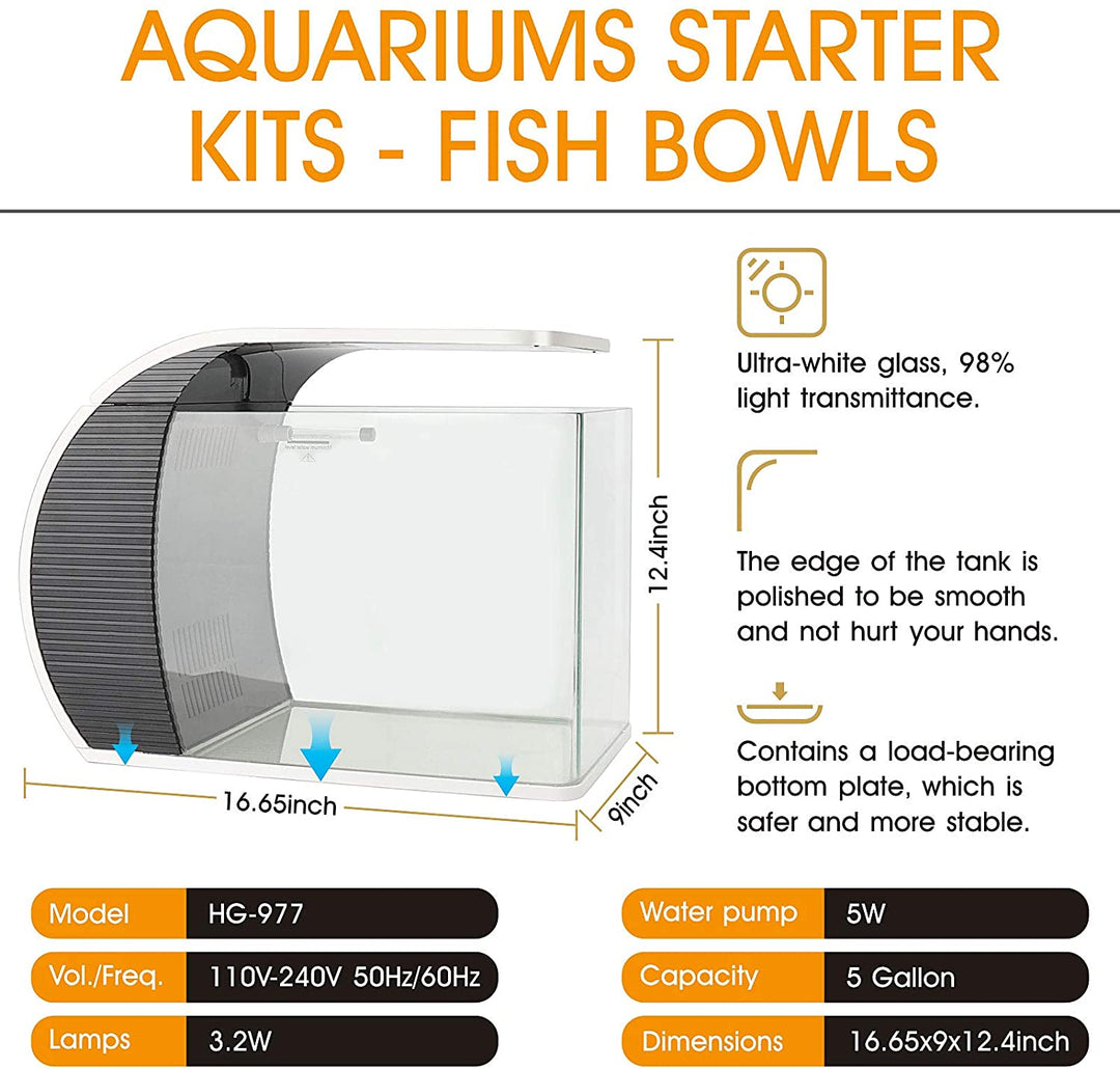 Hygger Arc Shaped Aquarium Kit