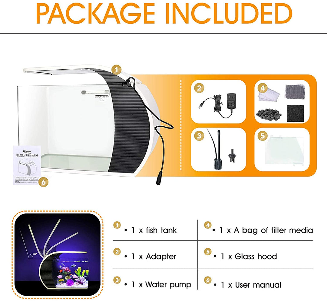 Hygger Arc Shaped Aquarium Kit