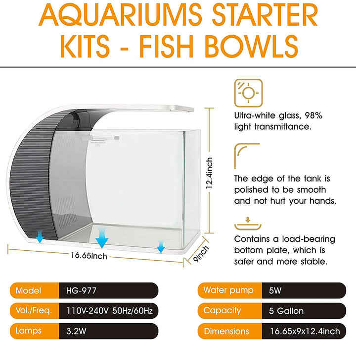 Hygger - Arc Shaped Aquarium Kit