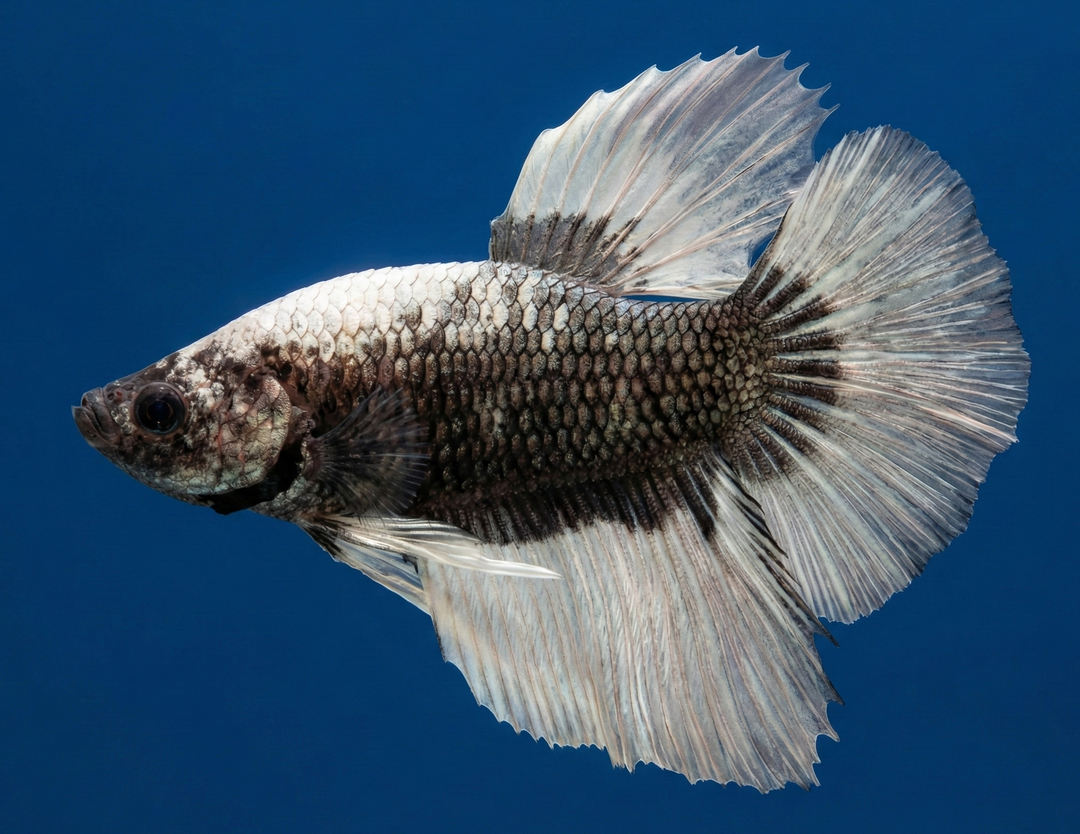 Black/White Halfmoon Male Betta