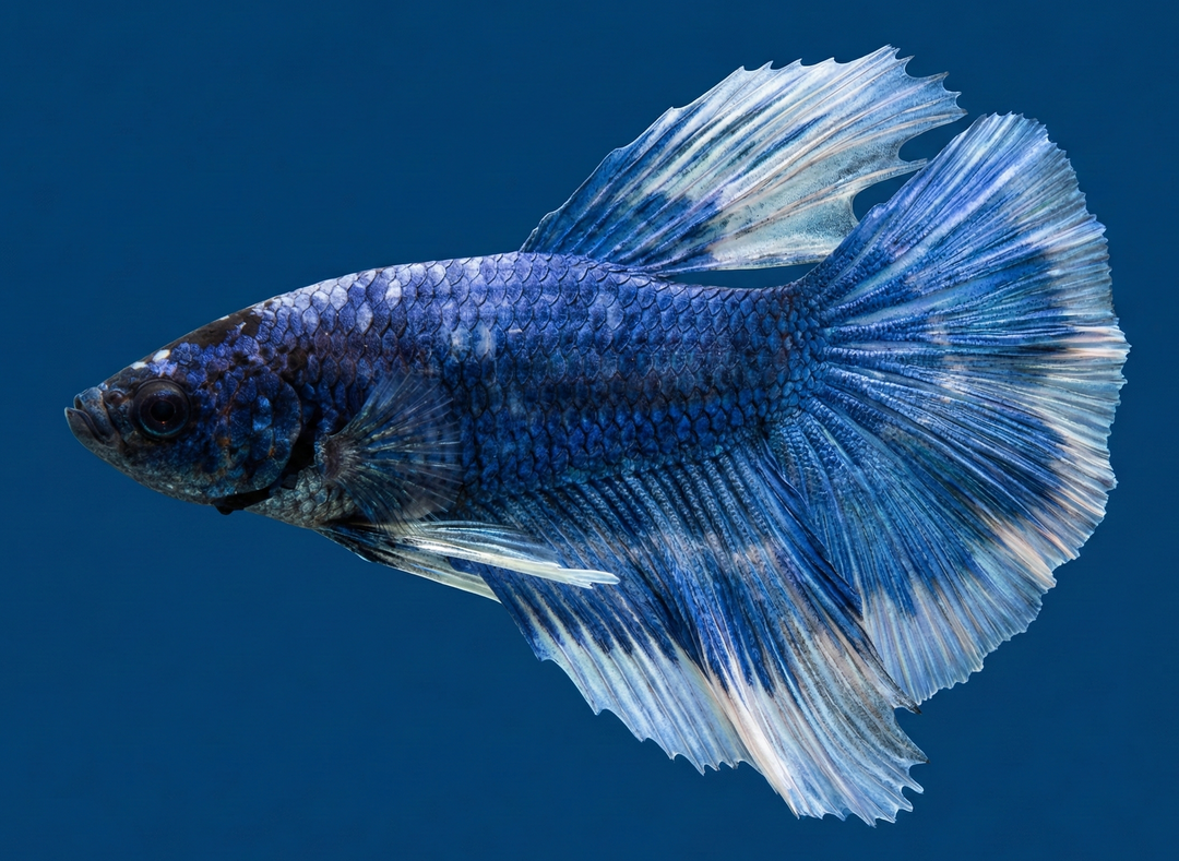 Blue/White Halfmoon Male Betta