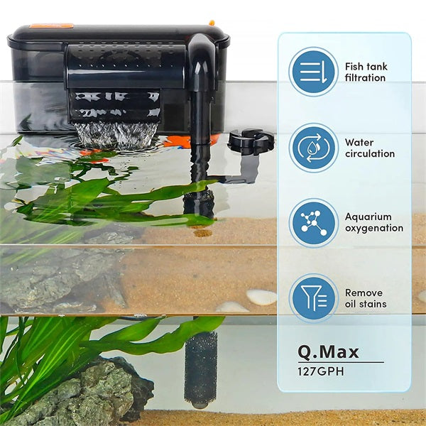 Hygger Quiet Hang-On-Back Aquarium Filter