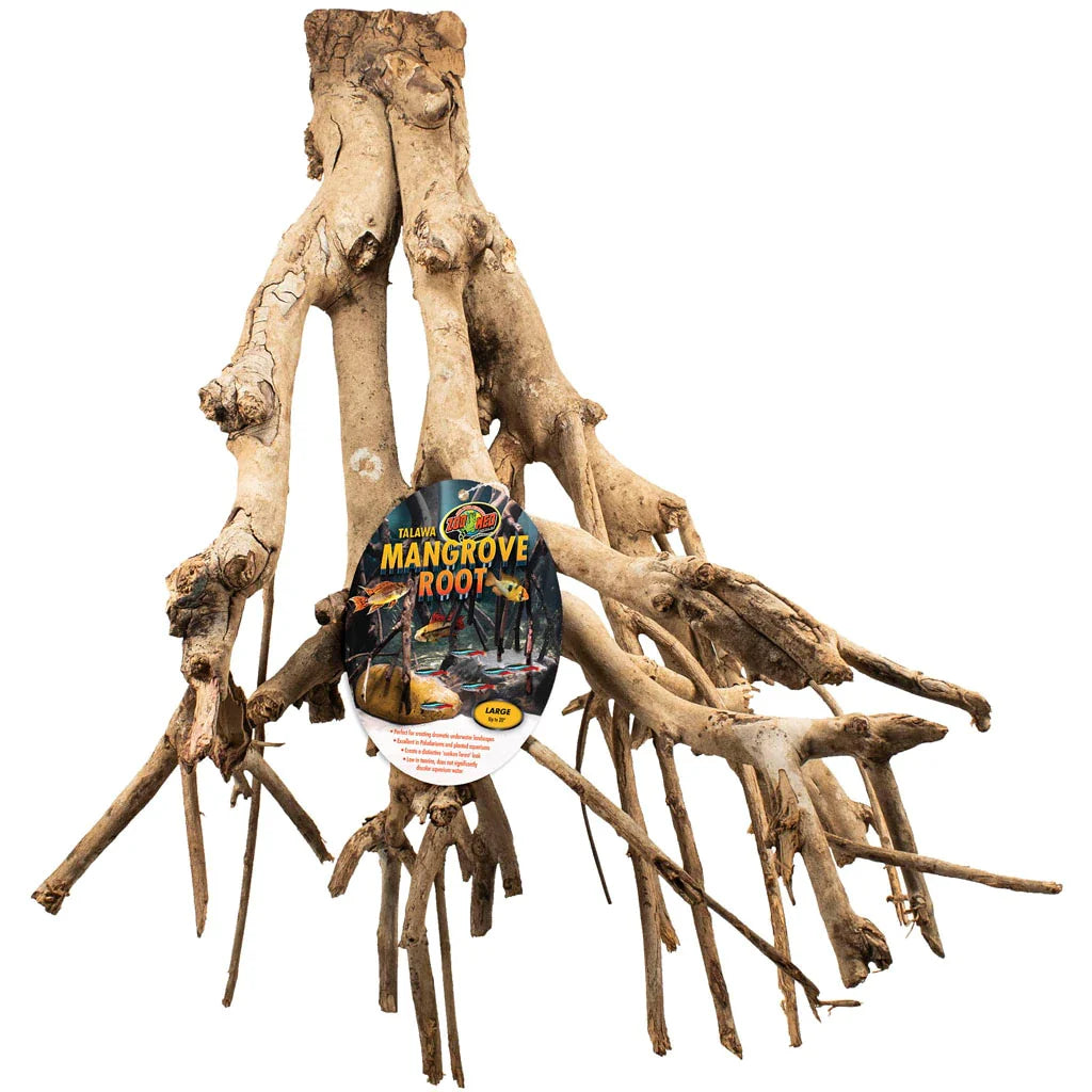 Central Zoo Med Mangrove Root wood for aquariums, natural decorative piece with intricate roots and textured surface.