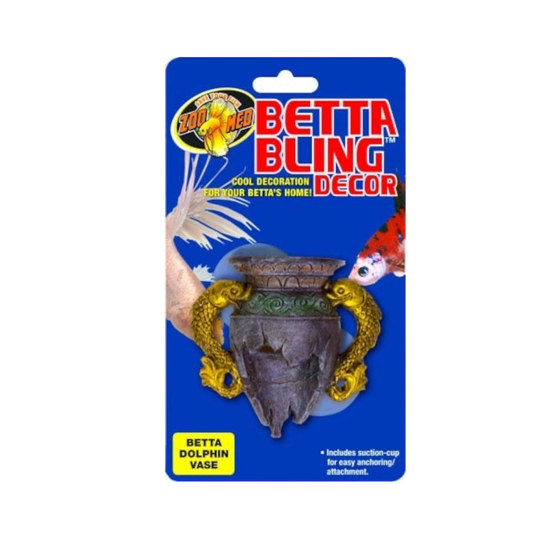 Decorative Betta Bling Dolphin Vase by Central featuring a colorful dolphin design for aquatic plant or fish display.