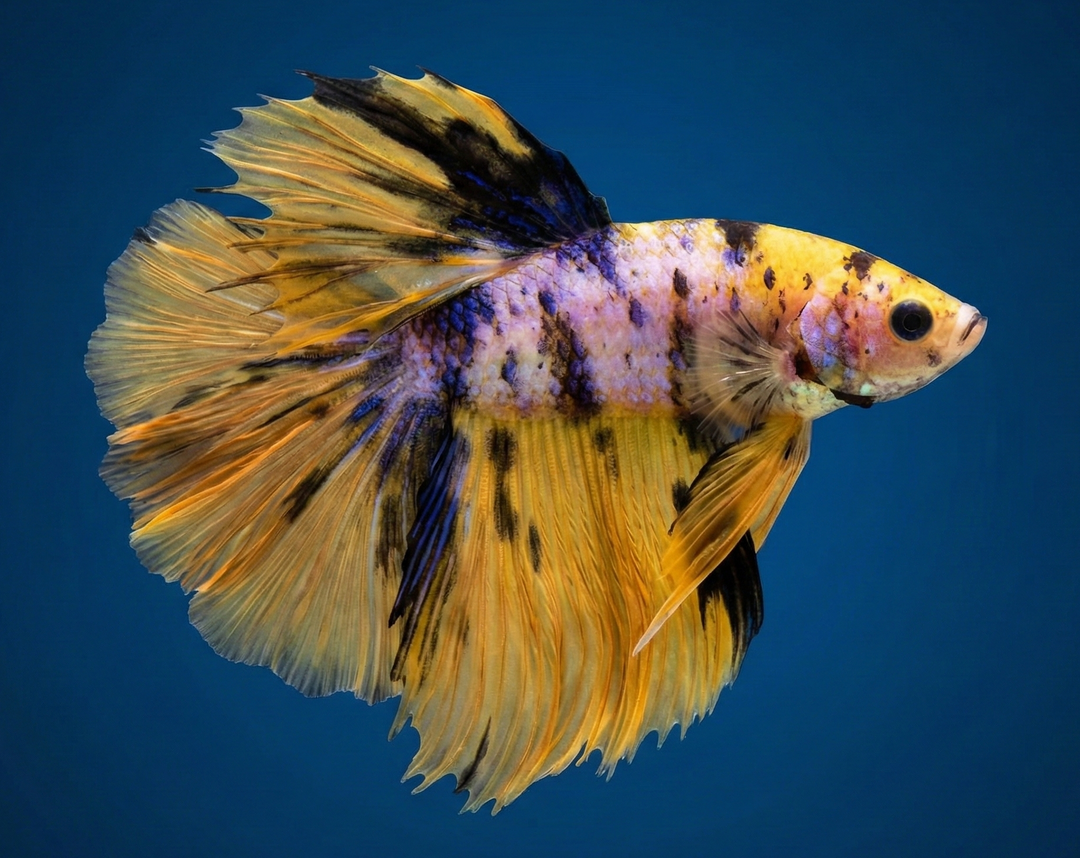 Yellow Galaxy Halfmoon Male Betta