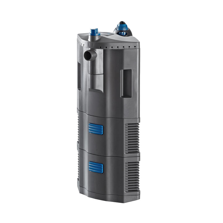 Central Oase BioPlus filter for aquarium filtration system, showing the filter unit with media compartments and connections.