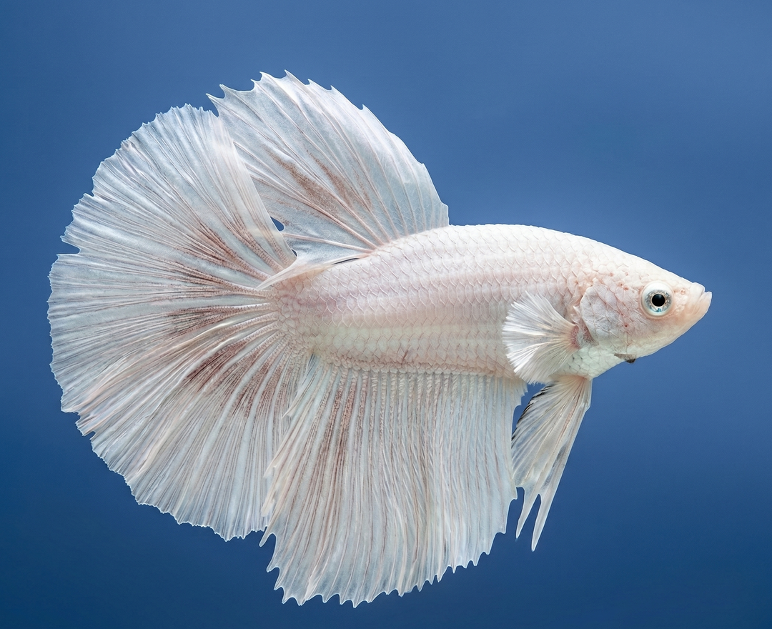 Platinum White Halfmoon Male Betta