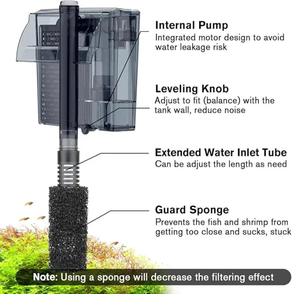 Hygger Hang on the Back Filter with Extension Tube