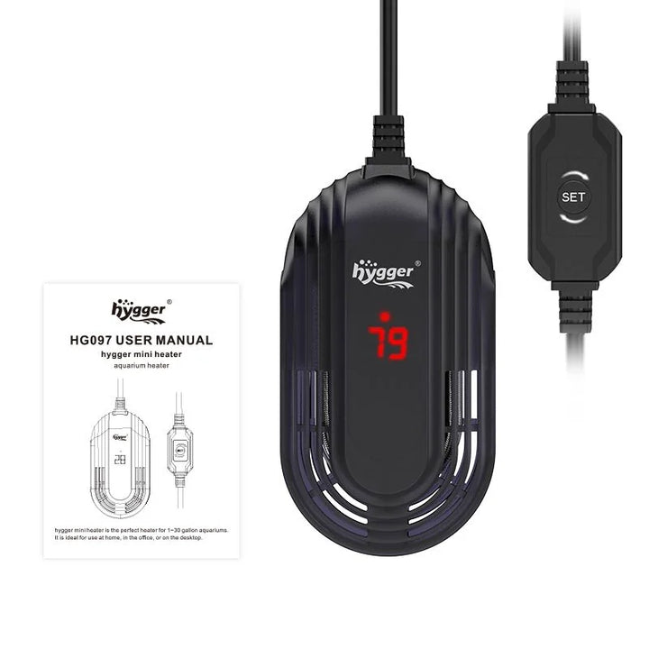 Hygger Small Aquarium Heater, 15-watt heater for maintaining water temperature in compact fish tanks.