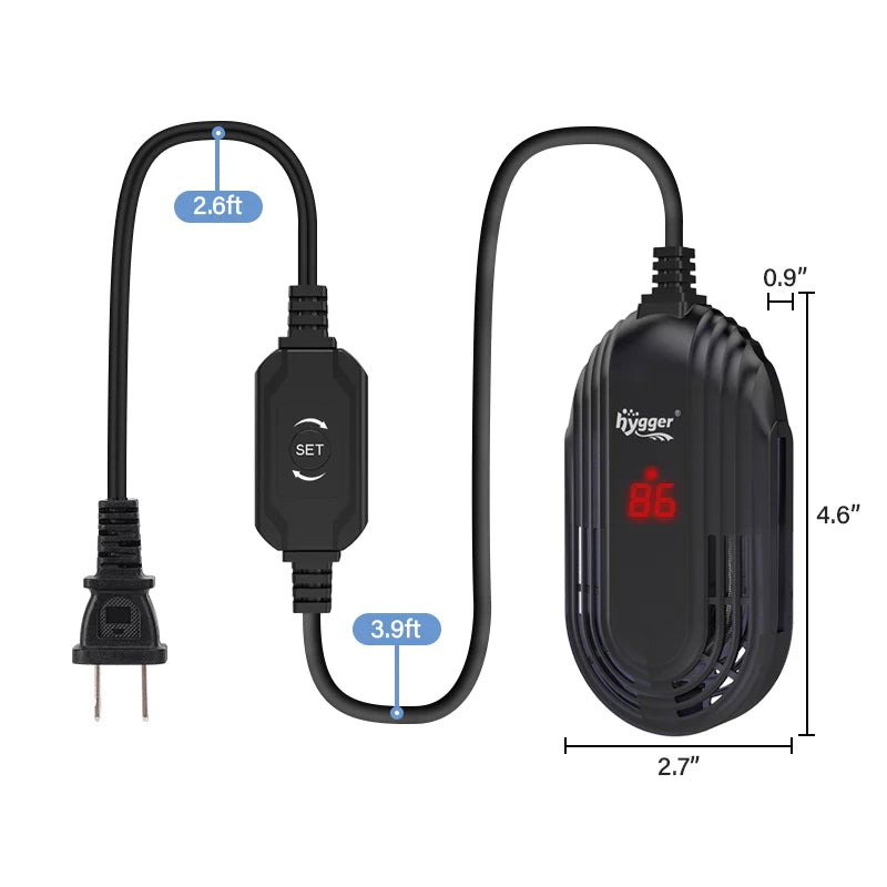 Hygger Small Aquarium Heater, 15-watt heater for maintaining water temperature in compact fish tanks.