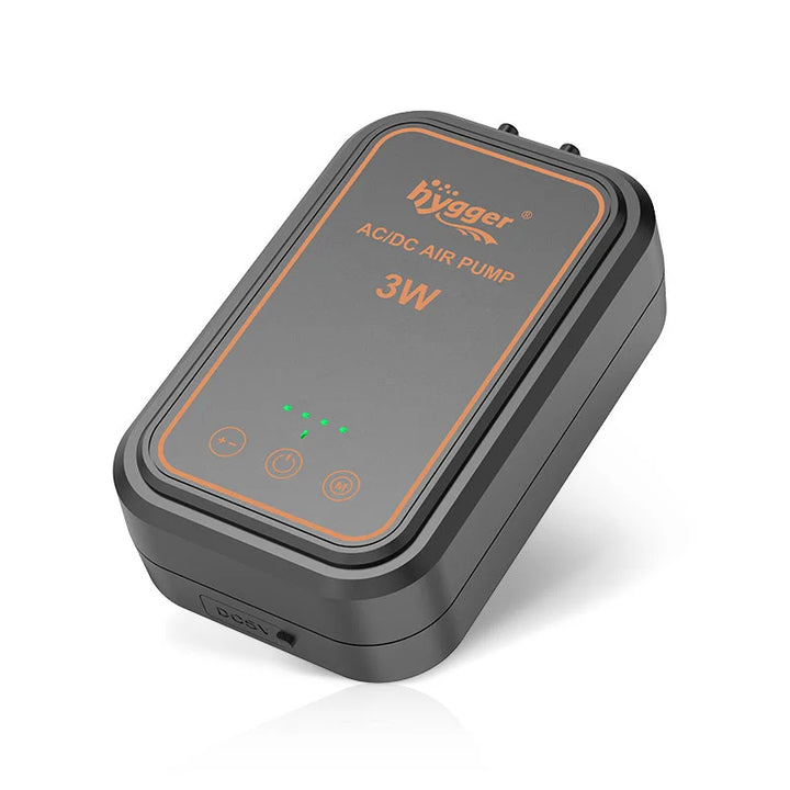 Hygger Rechargeable AC Air Pump with digital controls and compact design, suitable for inflating and deflating various inflatables.