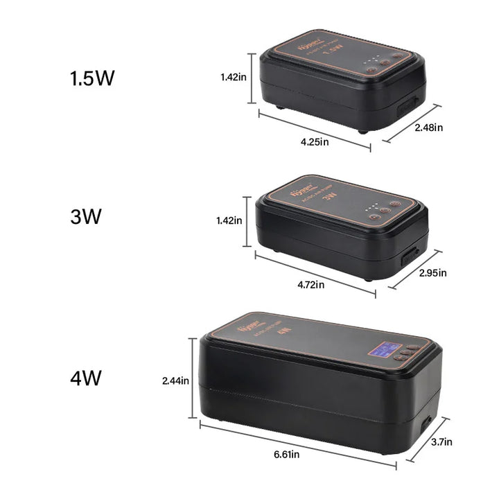 Hygger Rechargeable AC Air Pump showing compact pump with power cord and control buttons on a clean background.