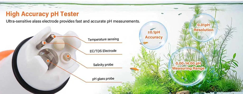 Hygger water quality test kit with digital meter for testing pH, dissolved oxygen, and other water parameters.