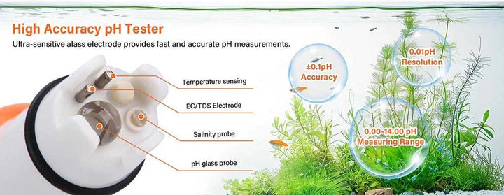 Hygger water quality test kit with digital meter for testing pH, dissolved oxygen, and other water parameters.