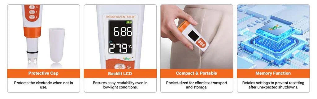 Hygger water quality test kit with digital meter and testing strips for accurate water parameter measurement.
