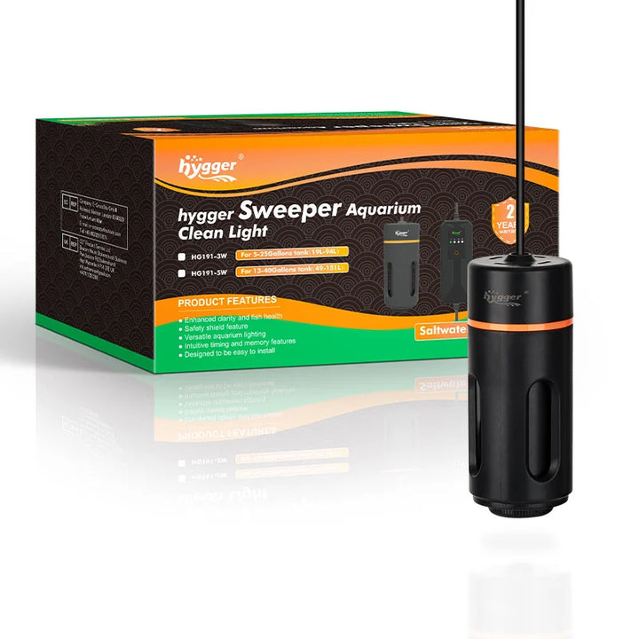 Hygger UV Sweeper Aquarium Light 3W for 5-25 gallon tanks, providing UV sterilization and illumination for freshwater aquariums.