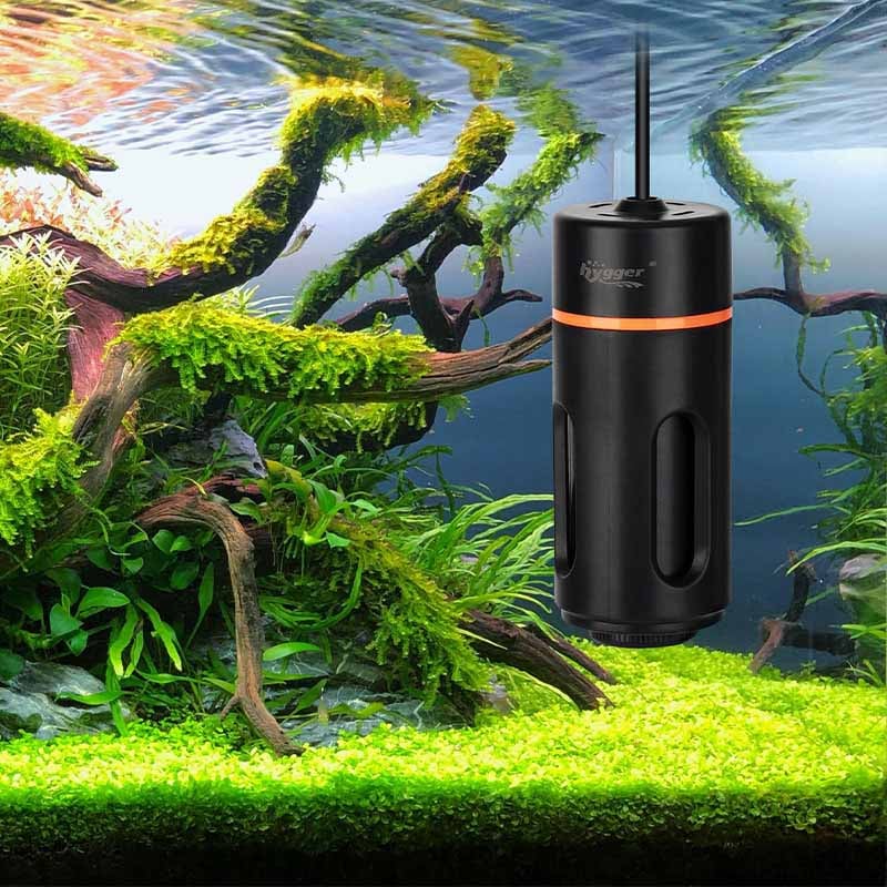 Hygger UV Sweeper Aquarium Light showing a compact UV light device mounted on a 5-25 gallon aquarium for algae control.