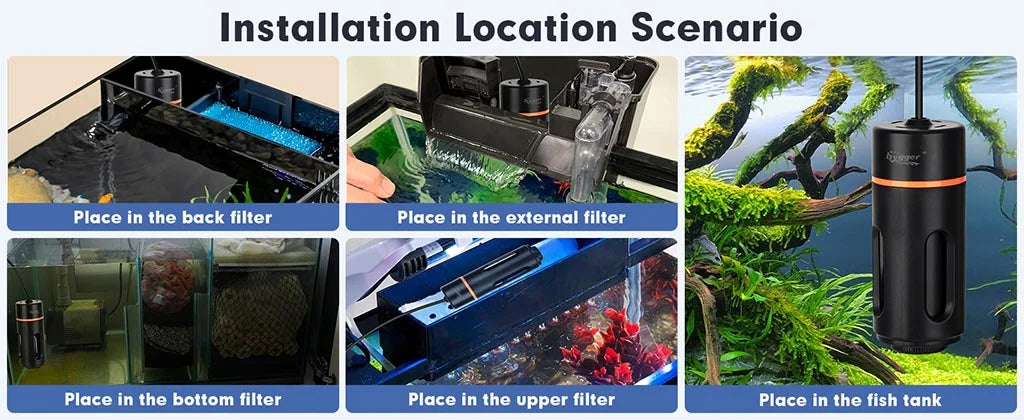 Hygger UV Sweeper Aquarium Light emitting UV light, compact design, suitable for small to medium freshwater or saltwater aquariums.