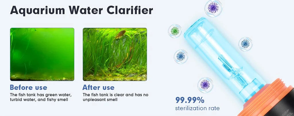 Hygger UV Sweeper Aquarium Light, 3W UV aquarium light for 5-25 gallon tanks, designed to improve water clarity and fish health.