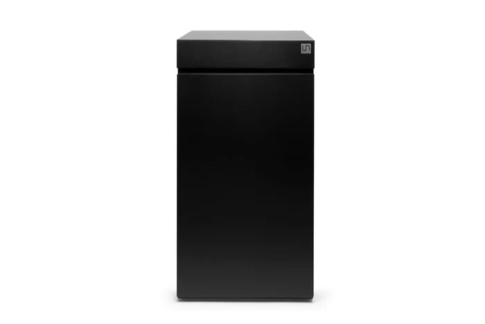 Black UNS Aquarium Stand designed for 30-gallon tanks, sturdy metal construction, with a sleek, modern finish.